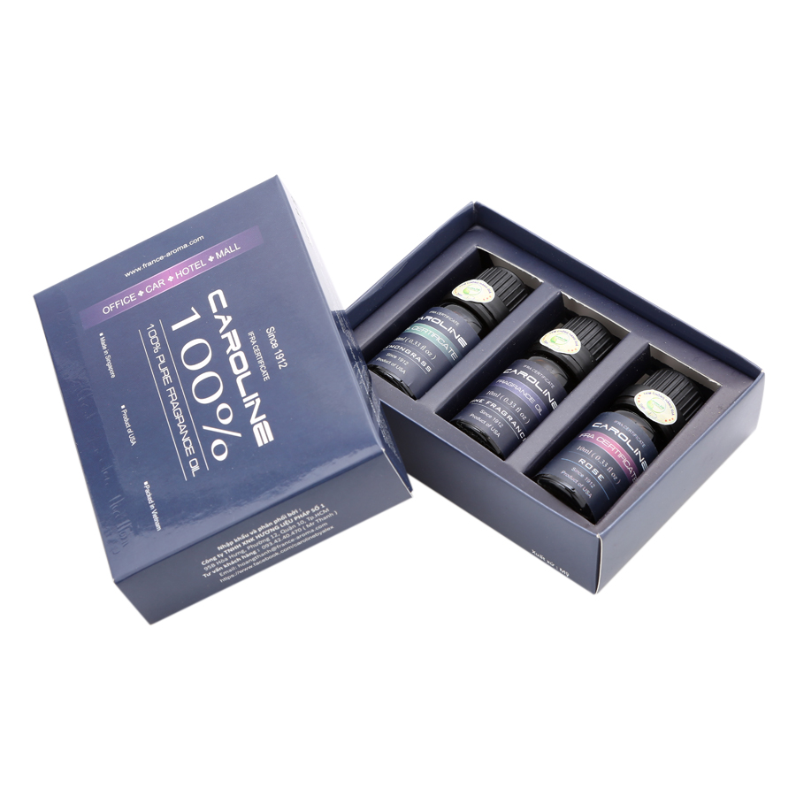 Combo 3 Chai Tinh Dầu Caroline 10ml - Sả Chanh, Nước Hoa, Hoa Hồng