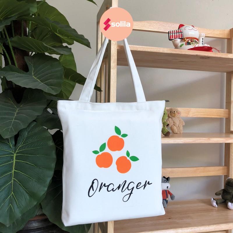 Túi tote bag vải canvas mềm đẹp có khóa và túi phụ cho bạn nữ đi học đi làm thời trang hàn quốc