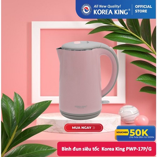 Bình Đun Siêu Tốc Korea King Pwp - 17Pg Hàng Chính Hãng - Hồng