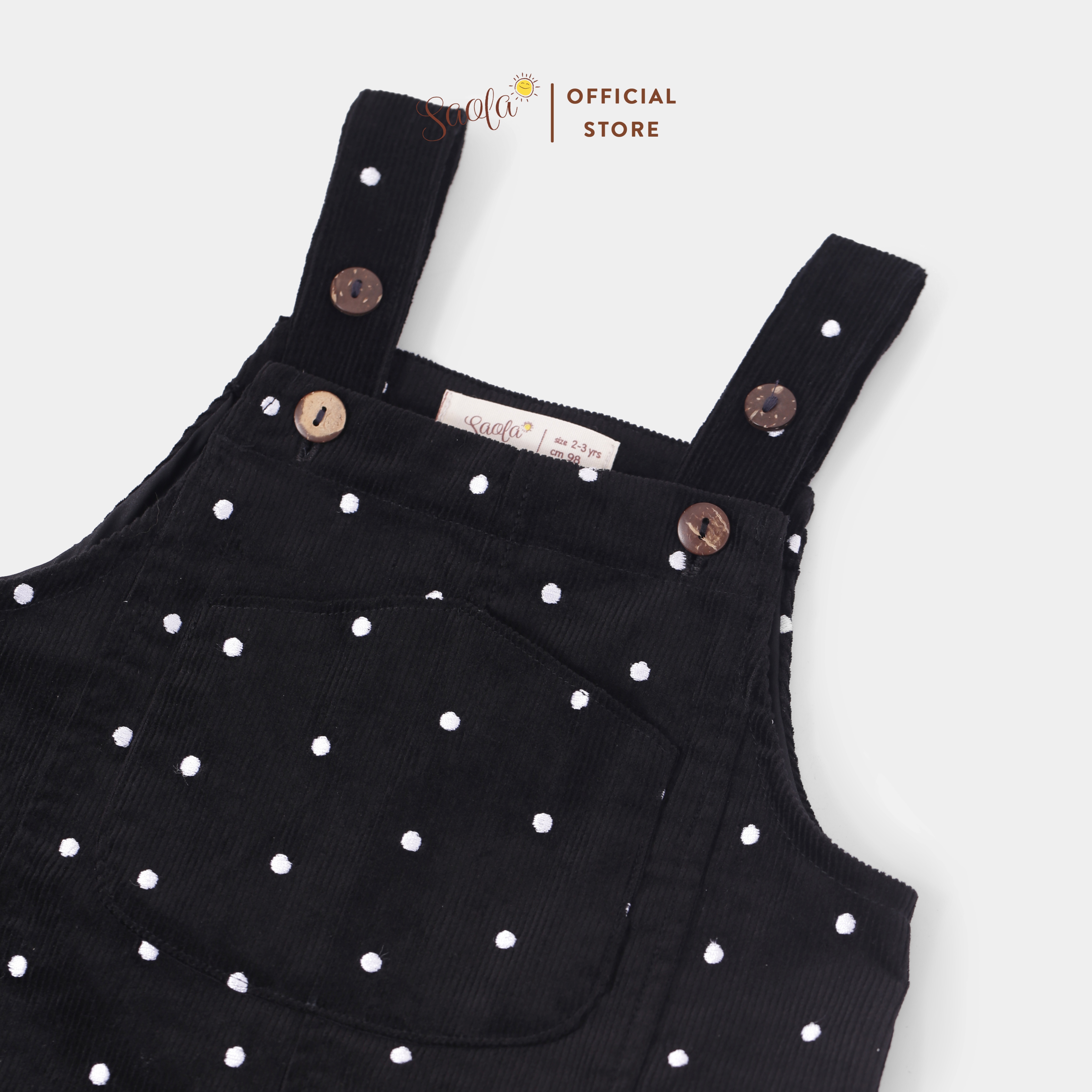 Quần Yếm Nhung Tăm Cao Cấp Họa Tiết Chấm Bi Đáng Yêu Cho Bé - MEGAN OVERALLS - JSCD001 - SAOLA KIDS CLOTHING