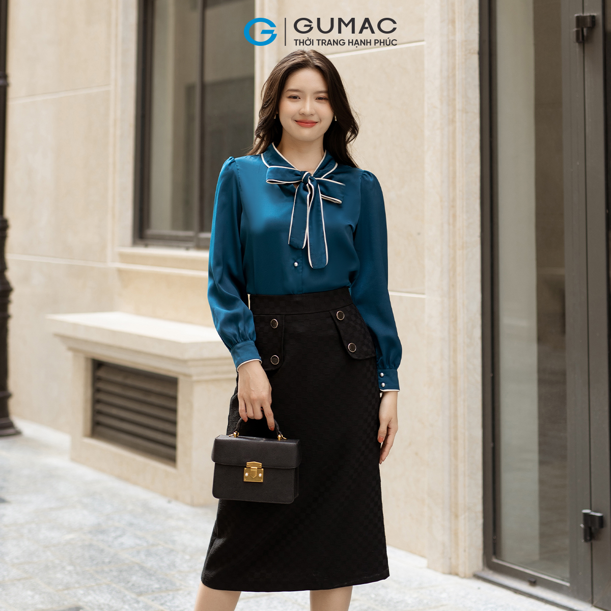 Chân váy phối tà GUMAC VD05002