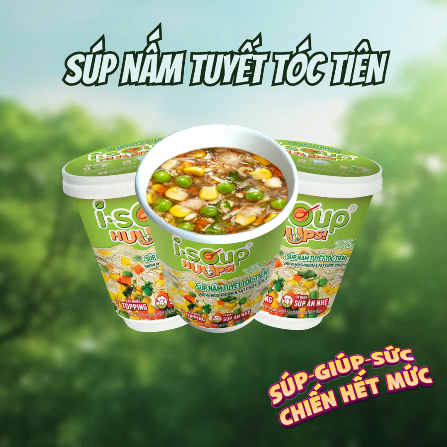 Combo Mua 2 Súp Nấm Tuyết Tóc Tiên ISOUP HUUPS Tặng 1 Súp Nấm Yến Mạch - Súp Ăn Liền Sấy Thăng Hoa