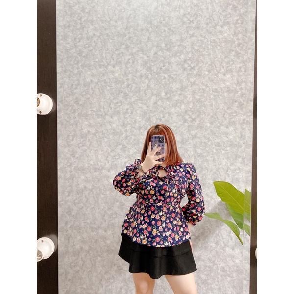 Áo cổ tàu peplum che bụng 50-85kg