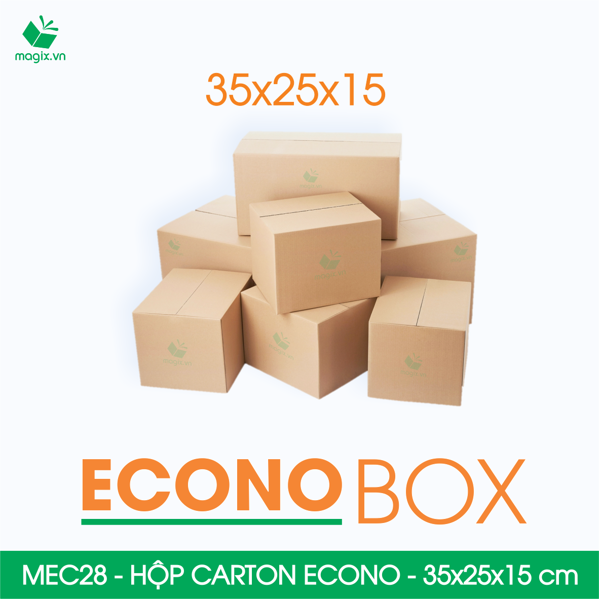 MEC28 - 35x25x15 cm - Combo 60 thùng hộp carton trơn siêu tiết kiệm ECONO
