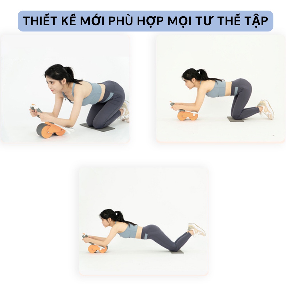 Con lăn tập bụng có lò xo trợ lực , Con lăn tập cơ bụng tại nhà thế hệ mới 2 bánh thiết kế mới có chỗ để tay tiện dụng