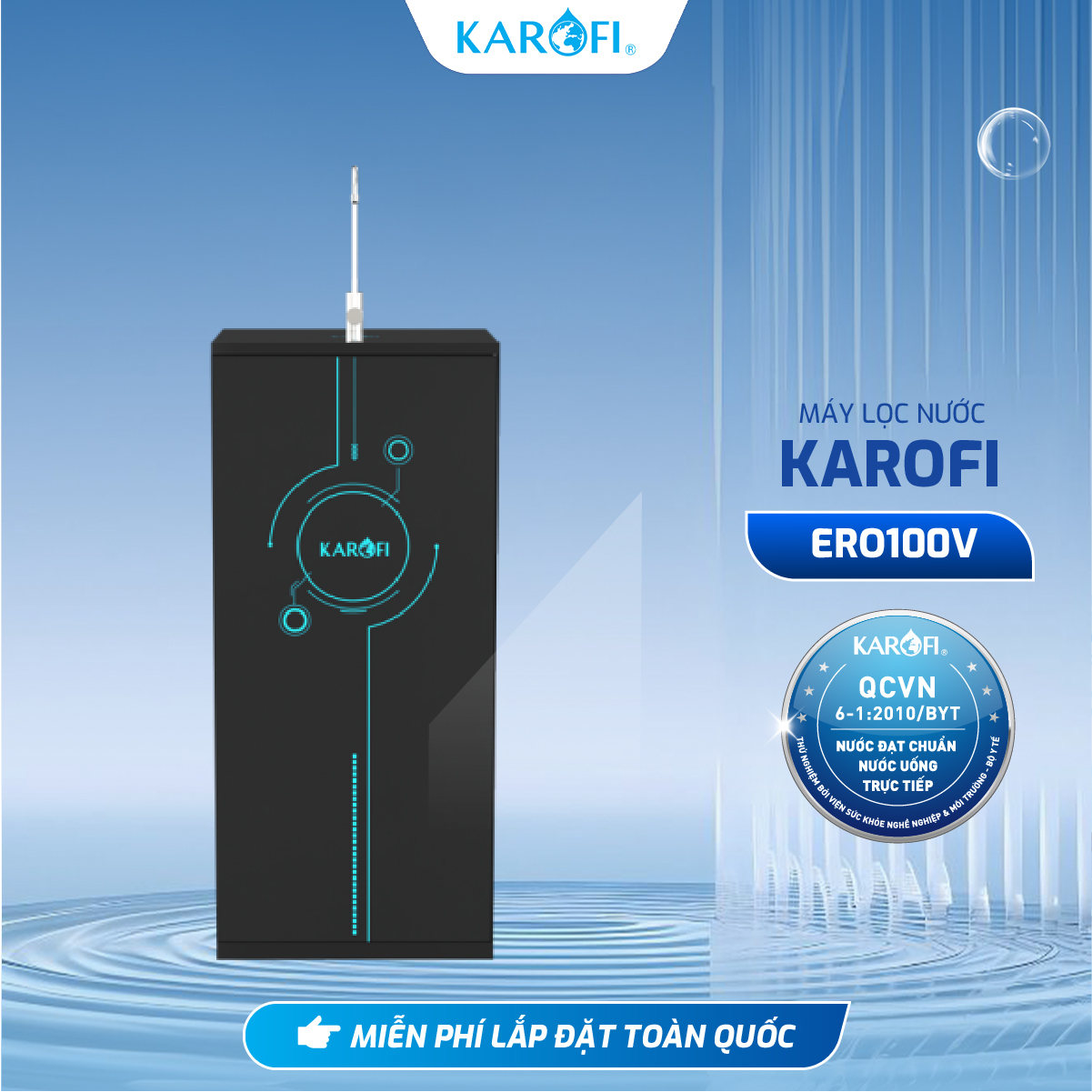 [TẶNG BỘ LÕI] Máy lọc nước KAROFI ERO100V - Công nghệ lõi Smax Pro V, Màng RO Mỹ, Cụm lõi HP 6.0 hiệu suất cao - Hàng Chính Hãng