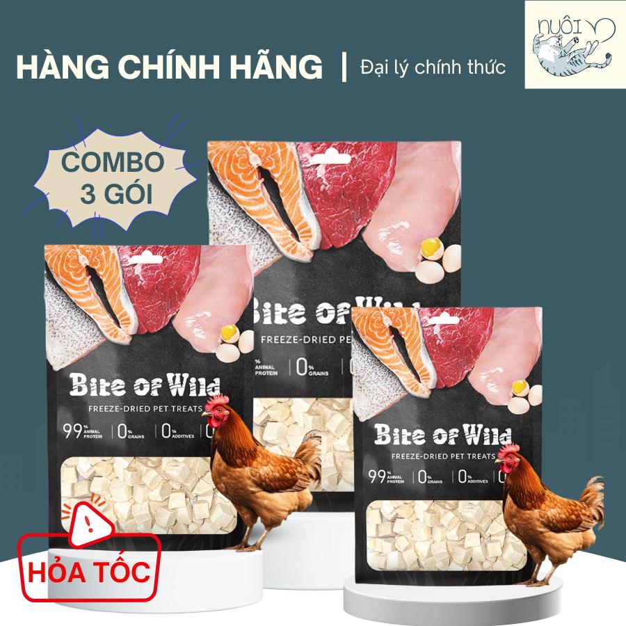 Snack thịt sấy gà, cá hồi sấy cho mèo của Petour - Bite Of Wild - Thức ăn nhẹ cho chó, mèo từ 1 tháng tuổi