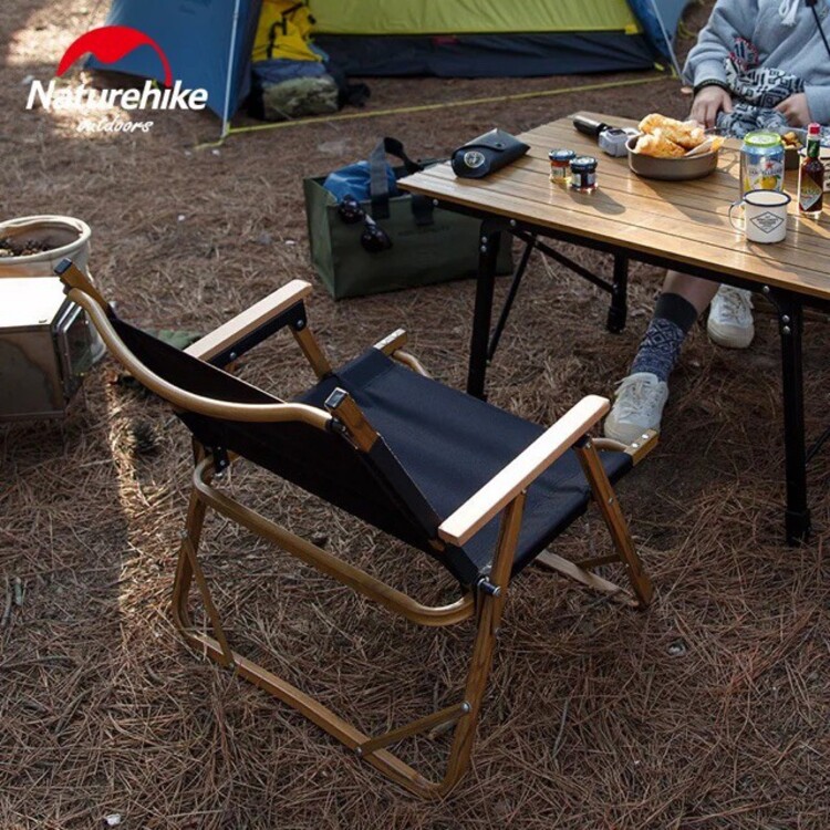 Ghế cắm trại Naturehike du lịch NH19Y002-D dã ngoại glamping tay cầm gỗ gấp gọn lưng tựa vải 600D thoáng khí bền chắc A039