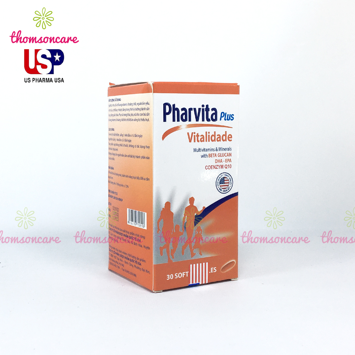 Bổ sung vitamin tổng hợp - Pharvita Plus - Lọ 30 viên có thêm Beta Glucan, DHA và Coenzym, giảm mệt mỏi, tăng cường sức khỏe
