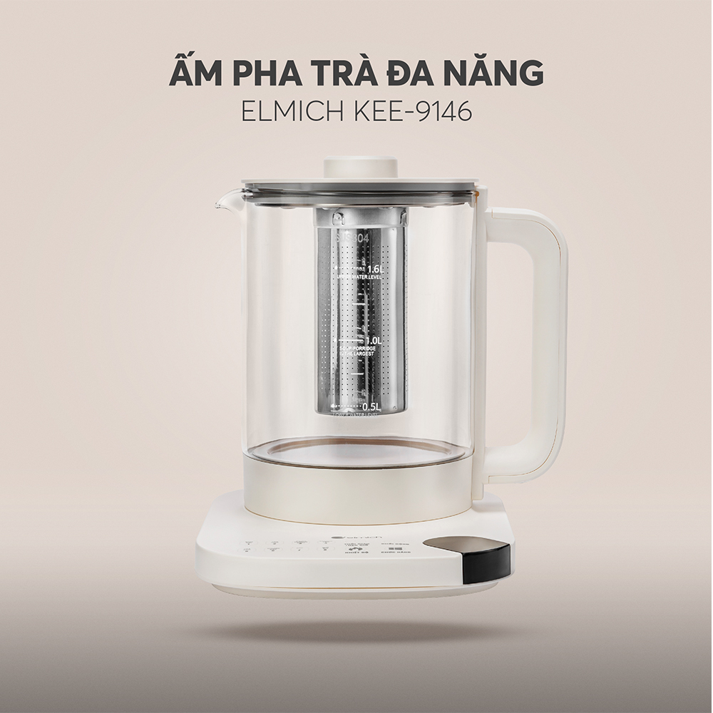 Ấm Pha Trà Đa Năng Elmich KEE9146 1.6L 800W, Hàng Chính Hãng, Điều Khiển Cảm Ứng, Có Hẹn Giờ-JoyMall
