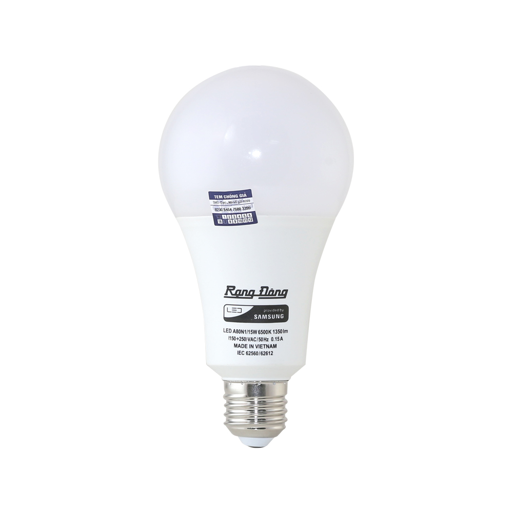 Bóng đèn LED BULB tròn 15W Rạng Đông, chip LED Samsung (LED A80N1/15W.H)