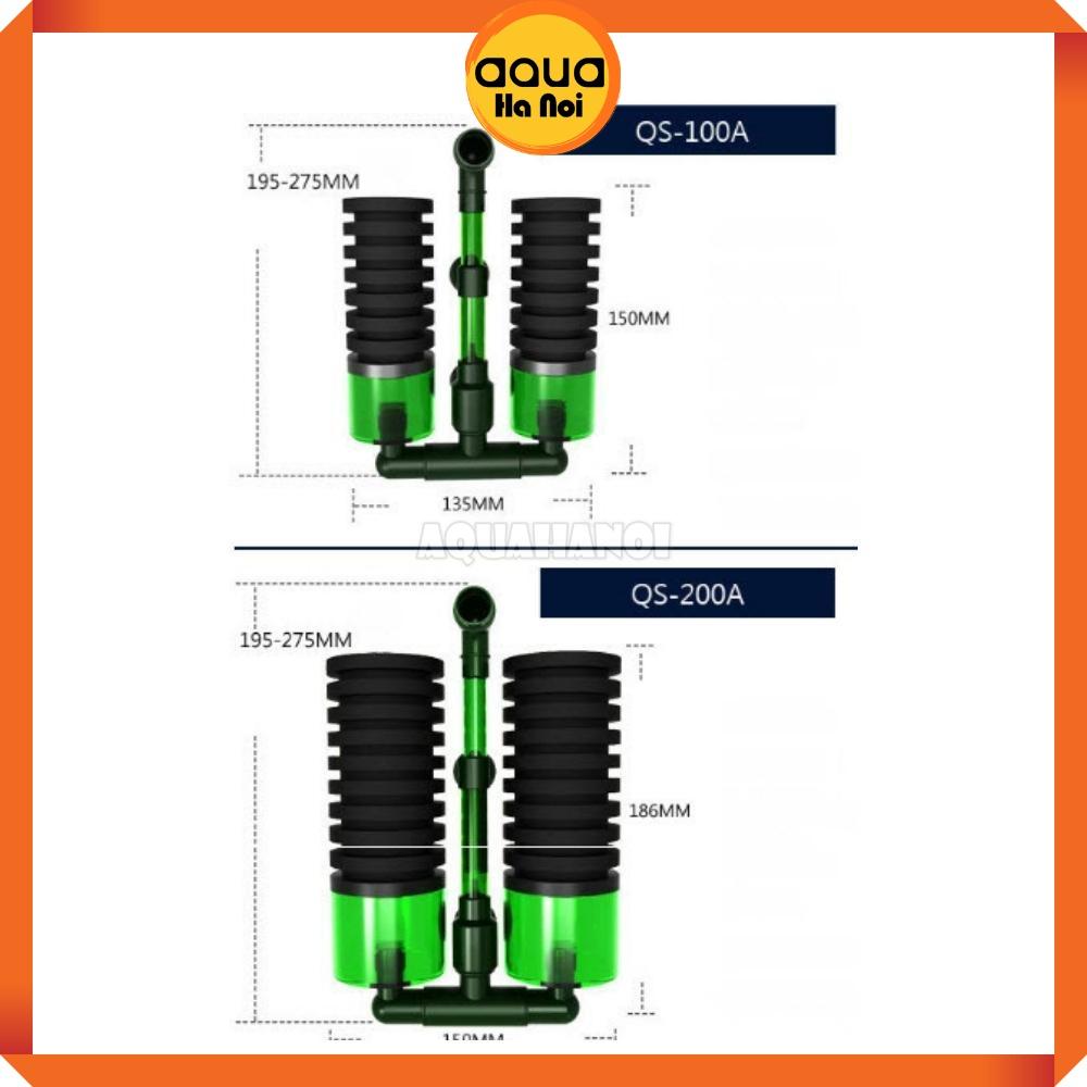 Lọc sủi vi sinh Bio đôi Qanvee QS-100A/200A - Có chỗ chứa thêm vật liệu lọc