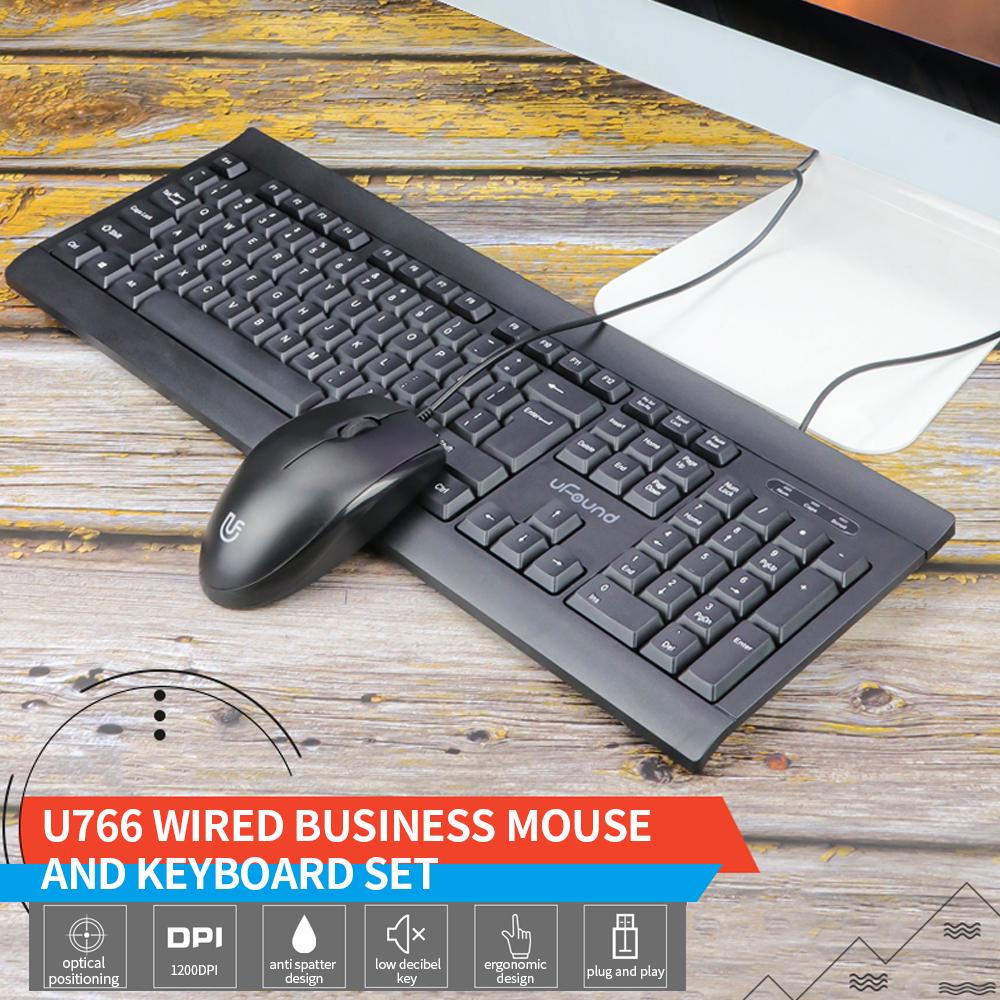 Chuột và Bàn phím U-766 Combo 106 Phím Decibel chống bắn tung tóe + Chuột có dây USB 1200DPI
