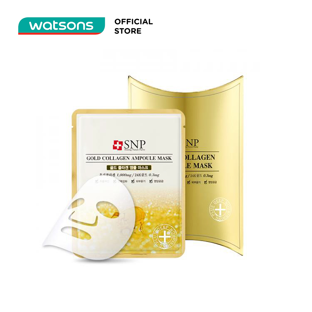 Mặt Nạ Tinh Chất Collagen Vàng Ngăn Ngừa Nếp Nhăn SNP Gold Collagen Ampoule Mask 25ml