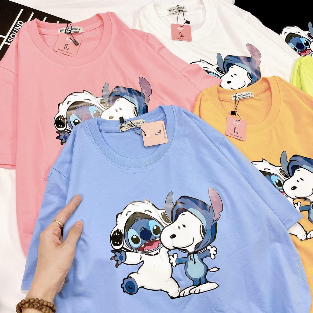 - Áo thun tay ngắn Be Yourself unisex size M L XL - Stitch và Snoopy
