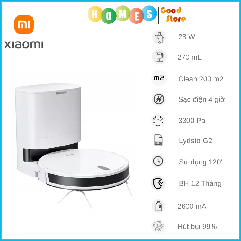 Robot Hút Bụi Lau Nhà Thông Minh XIAOMI ROBOROCK S7 Max Ultra Tự Hút Rác Và Giặt Sấy Giẻ Lau Diện Tích Hoạt Động 300m2 Công Suất 74W Lực Hút 5,100 Pa - Hàng Chính Hãng