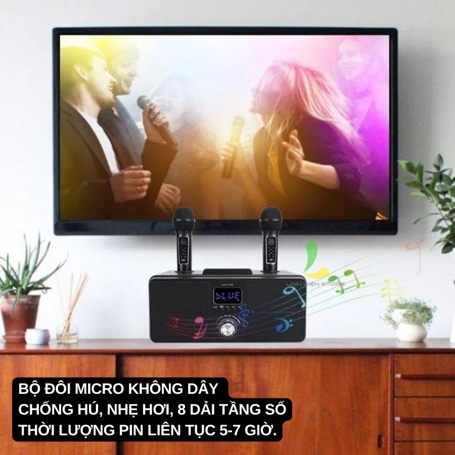 Loa Bluetooth Karaoke SD309 - Loa xách tay mini làm từ nhựa ABS kèm micro không dây xịn hát karaoke liên tục 5 giờ