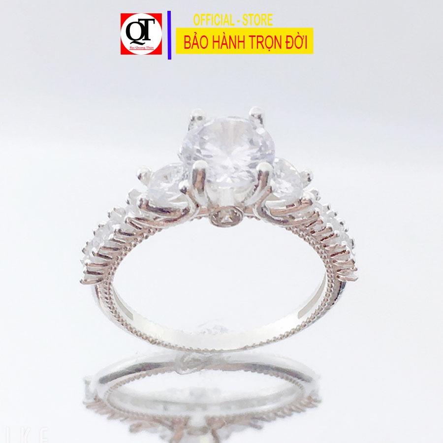 Nhẫn nữ thời trang chất liệu bạc ta đính đá cobic trắng sáng trang sức Bạc Quang Thản – QTNU79
