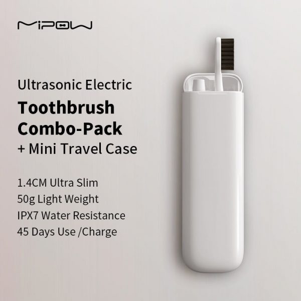 BÀN CHẢI ĐIỆN MỎNG NHẤT THẾ GIỚI MIPOW (USA) I3-PLUS ULTRASONIC TOOTHBRUSH TRAVEL EDITION - HÀNG CHÍNH HÃNG