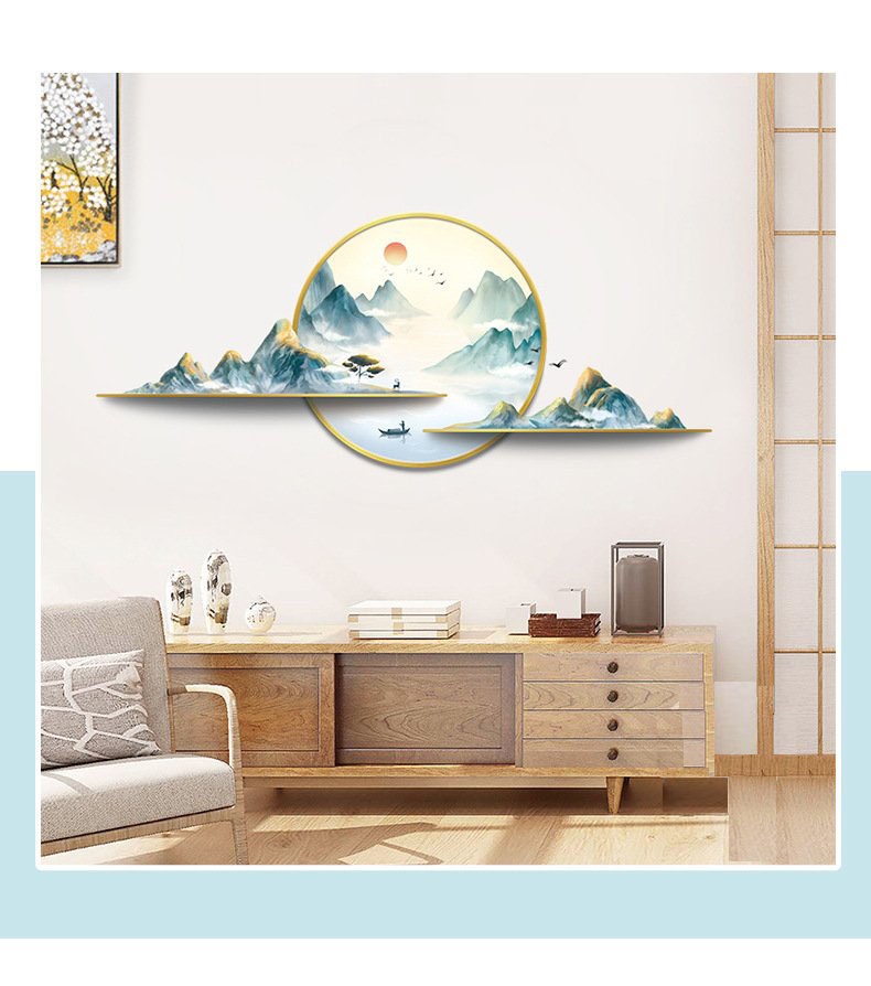 Decal dán tường 3D sơn thủy á đông sang trọng