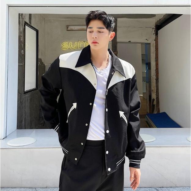 Bomber phối da , varsity jacket nam nữ chất dạ 2 lớp , áo khoác bóng chày local brand unisex - Gin Store