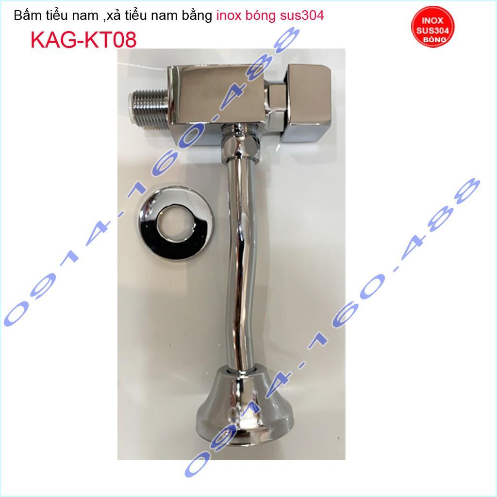 Van xả tiểu nam Inox 304 bóng KAG-KT08, nhấn xả tiểu nam vuông cao cấp siêu bền sử dụng tốt