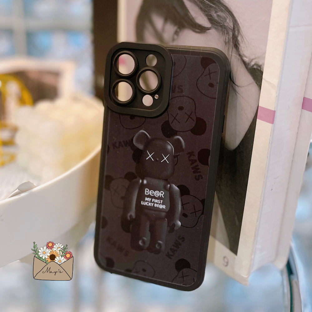 Ốp lưng iPhone nhựa dẻo hình gấu First Bear có kính bảo vệ camera cho iPhone 11, 12, 13, Pro, Pro Max