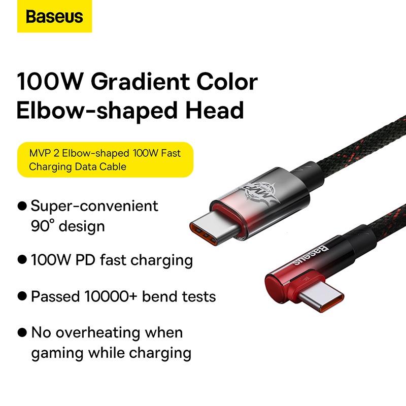 Cáp Sạc Siêu Nhanh 90 Độ Baseus MVP 2 Elbow-shaped Fast Charging Data Cable Type-C to C 100W (Hàng chính hãng)