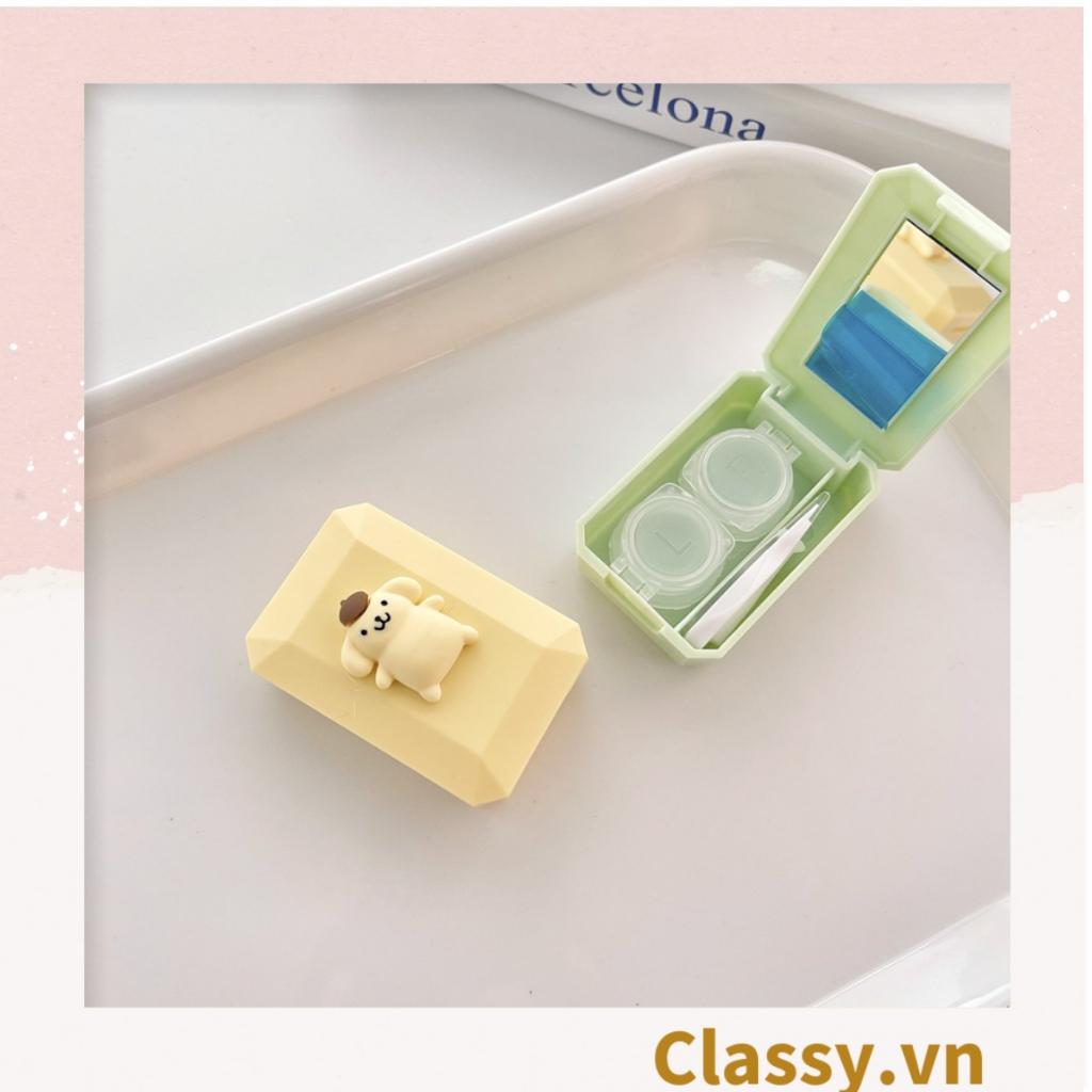 Hộp đựng 01 cặp kính áp tròng Classy , khay lens hình dễ thương, có gương soi PK658