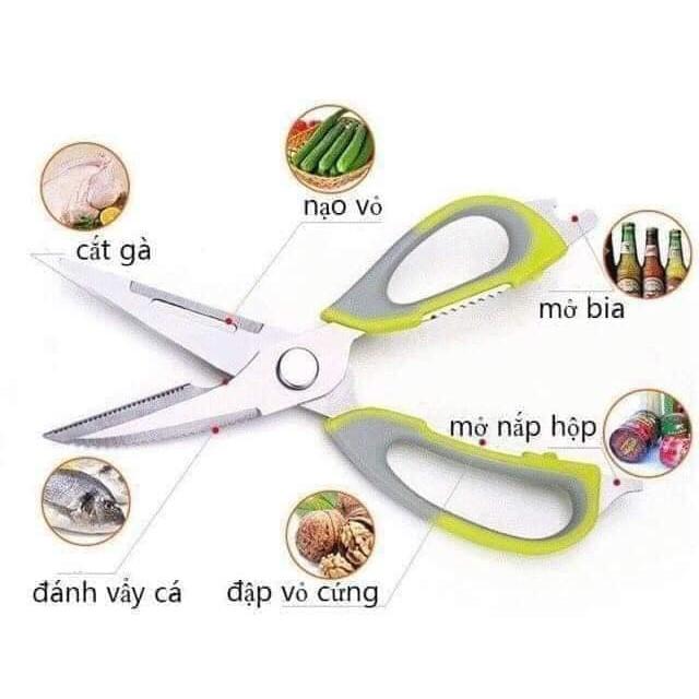 Kéo cắt thịt gà cán xanh đa chức năng