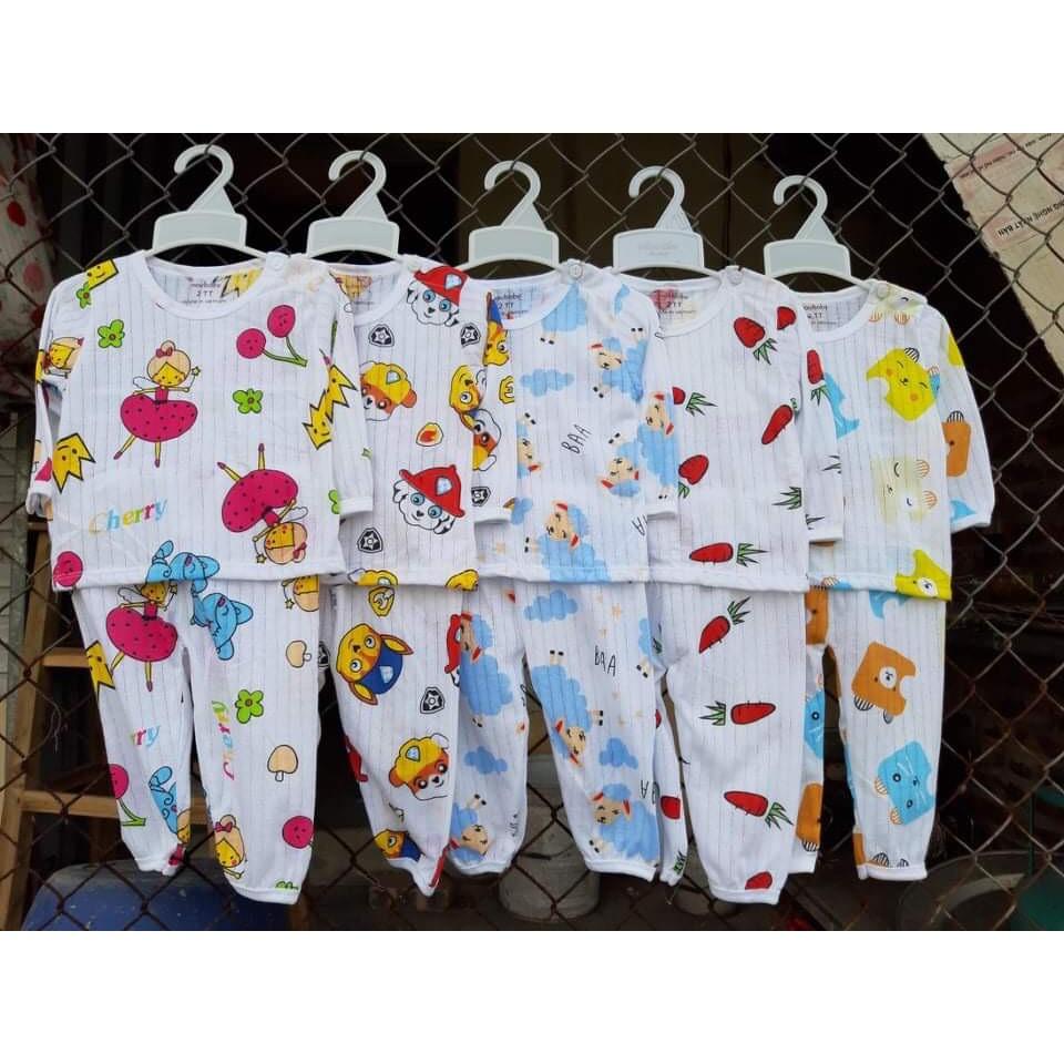 Bộ Dài Tay Chất Cotton Giấy QUẢNG CHÂU mềm mát Cho Bé Trai Bé Gái Sơ Sinh - Quần Áo Trẻ Em - Đồ Ngủ Cho Bé 4-15kg