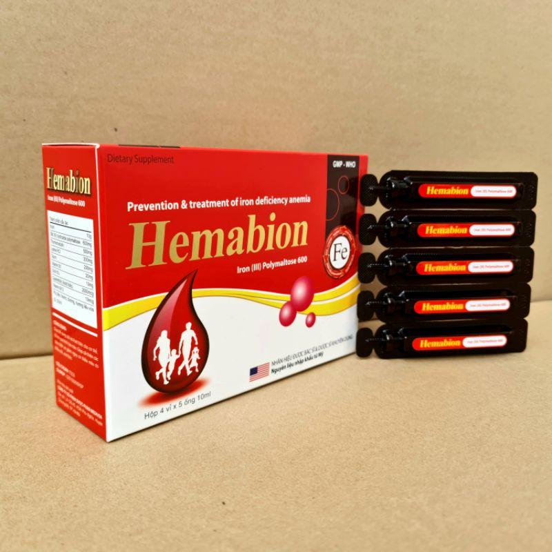 Hemabion giúp bổ sung sắt, acid folic giúp thai nhi phát triển khỏe mạnh cho phụ nữ mang thai - Hộp 20 ống