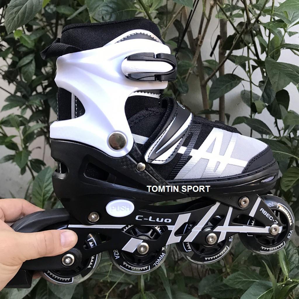 Giày patin trẻ em chính hãng CLUO bánh cao su phát sáng trượt mượt tặng kèm bảo hộ chân tay, quà tặng năm mới ý nghĩa
