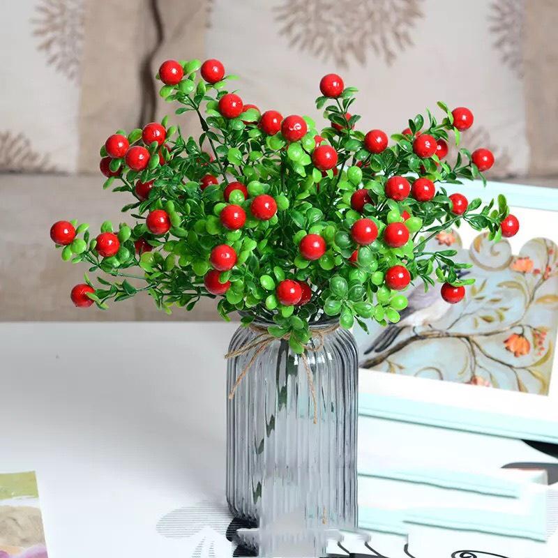 Cây Giả, Cành Quả Chery Tuyệt Đẹp Trang Trí Nhà Cửa Cành Cao 35cm Chưa Kèm Chậu