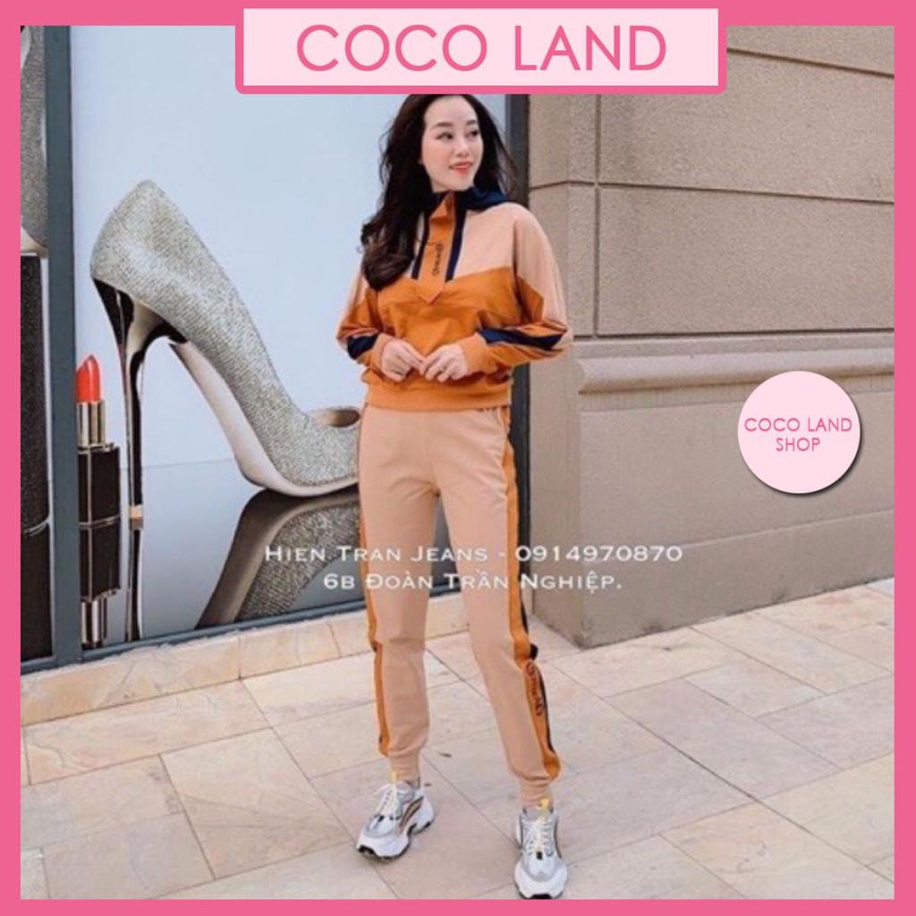 BỘ thể thao nữ thu đông màu cam phối sữa năng động coco land