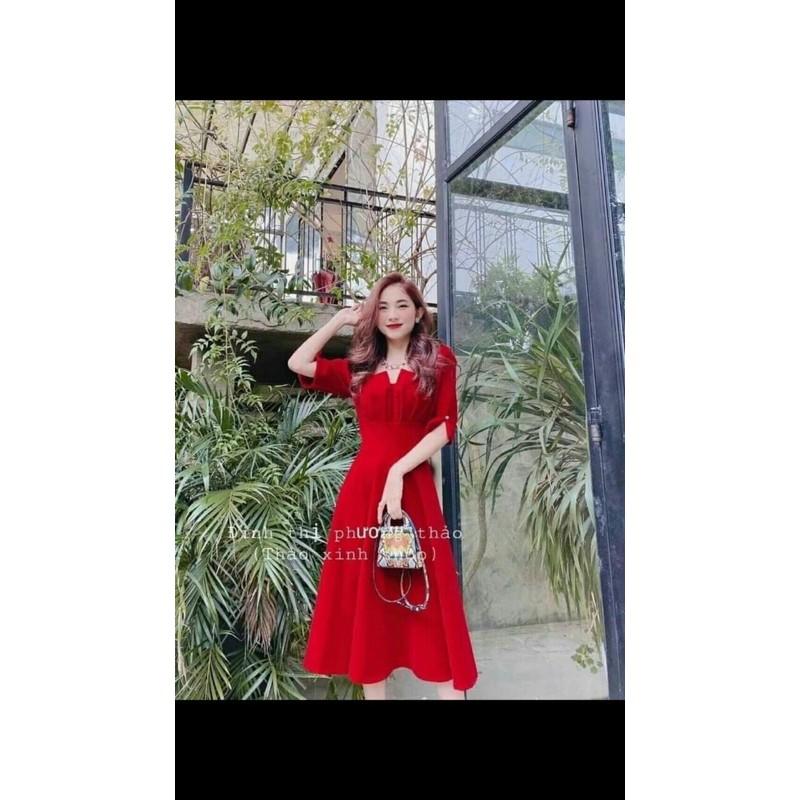 Đầm xoè xếp ly ngực tay phồng có mút ngực xinh lung linh kèm hình thật