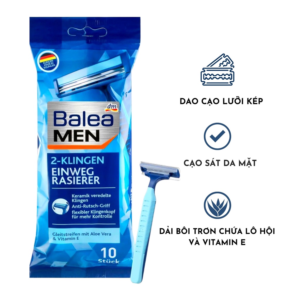 Bịch 10 Dao cạo râu Balea nam cao cấp - Đức