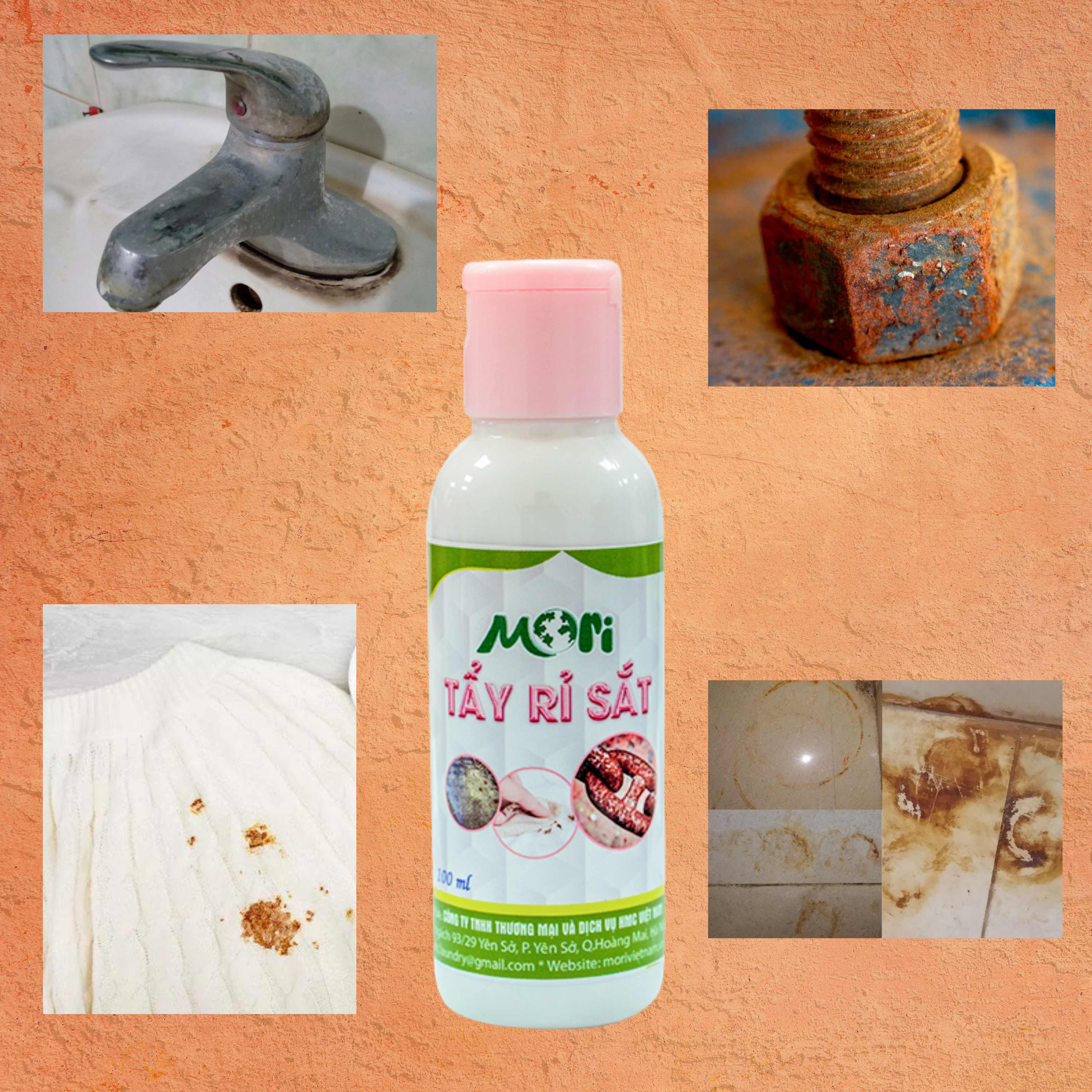 TẨY RỈ SẮT MORI TRÊN QUẦN ÁO ĐỒ VẢI ĐỒ DÙNG GIA ĐÌNH DUNG TÍCH 100ML