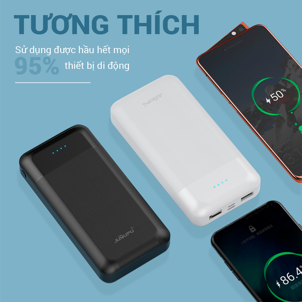 Sạc dự phòng JUYUPU 20L 20000mAh kèm giá đỡ điện thoại đèn Led báo hiệu dành cho iPhone Samsung OPPO VIVO HUAWEI XIAOMI - HÀNG CHÍNH HÃNG