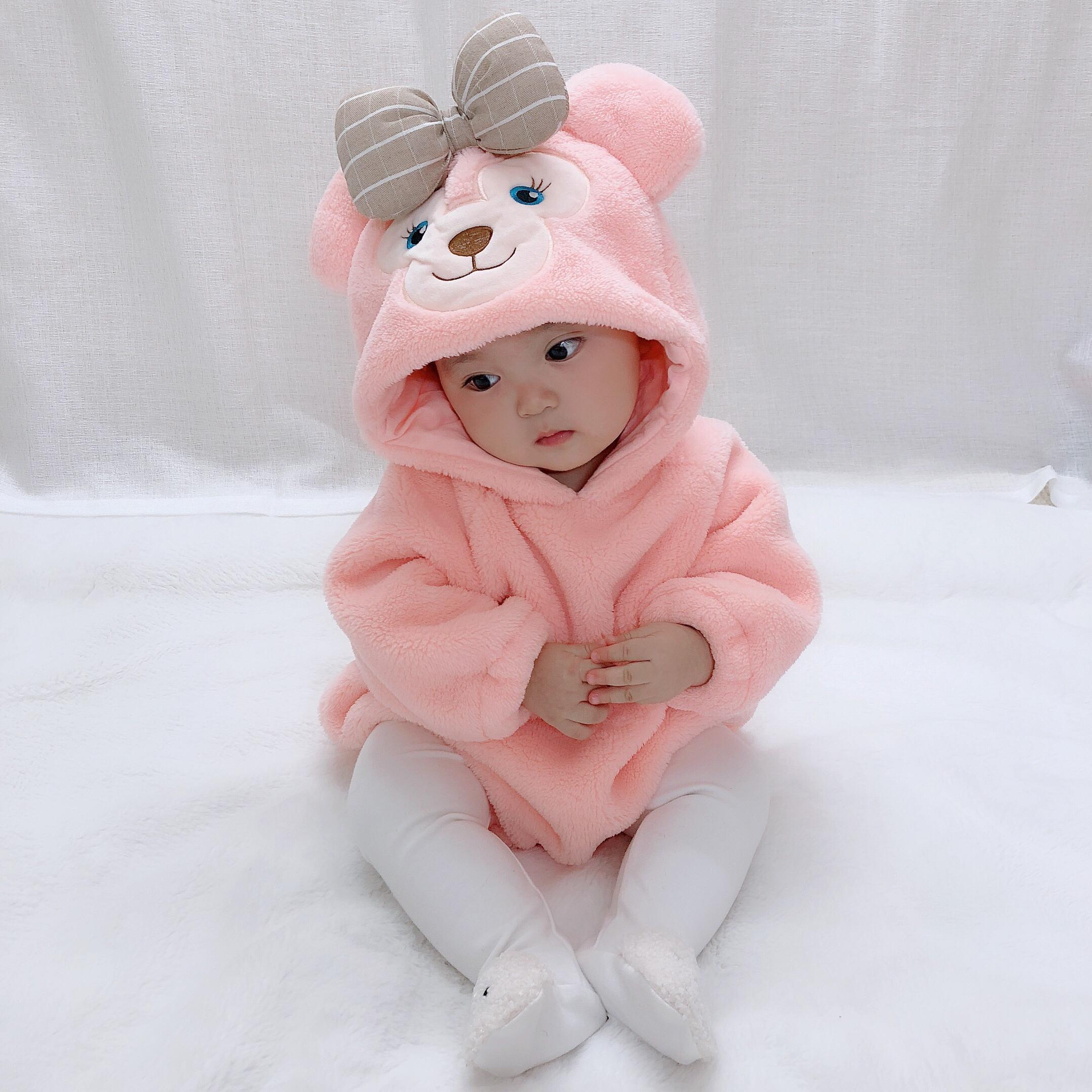 Trẻ Sơ Sinh Trang Phục Áo Liền Quần Mùa Đông Sơ Sinh Onesie Quần Áo Ropa Bebe Mềm Xanh Gấu Mèo Dễ Thương Dép Nỉ Cho Bé Bộ Trang Phục 0-3Y