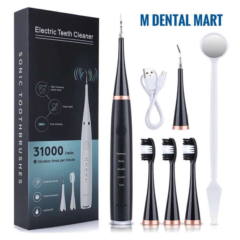 MÁY CẠO VÔI RĂNG CAO CẤP TEETH CLEANER IPX6, KÈM ĐẦU BÀN CHẢI ĐIỆN 2 TRONG 1