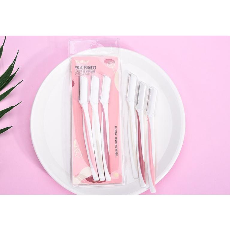 Dao cạo lông mày túi 3 cái bằng thép không gỉ an toàn tiện dụng -- Hitty Beauty
