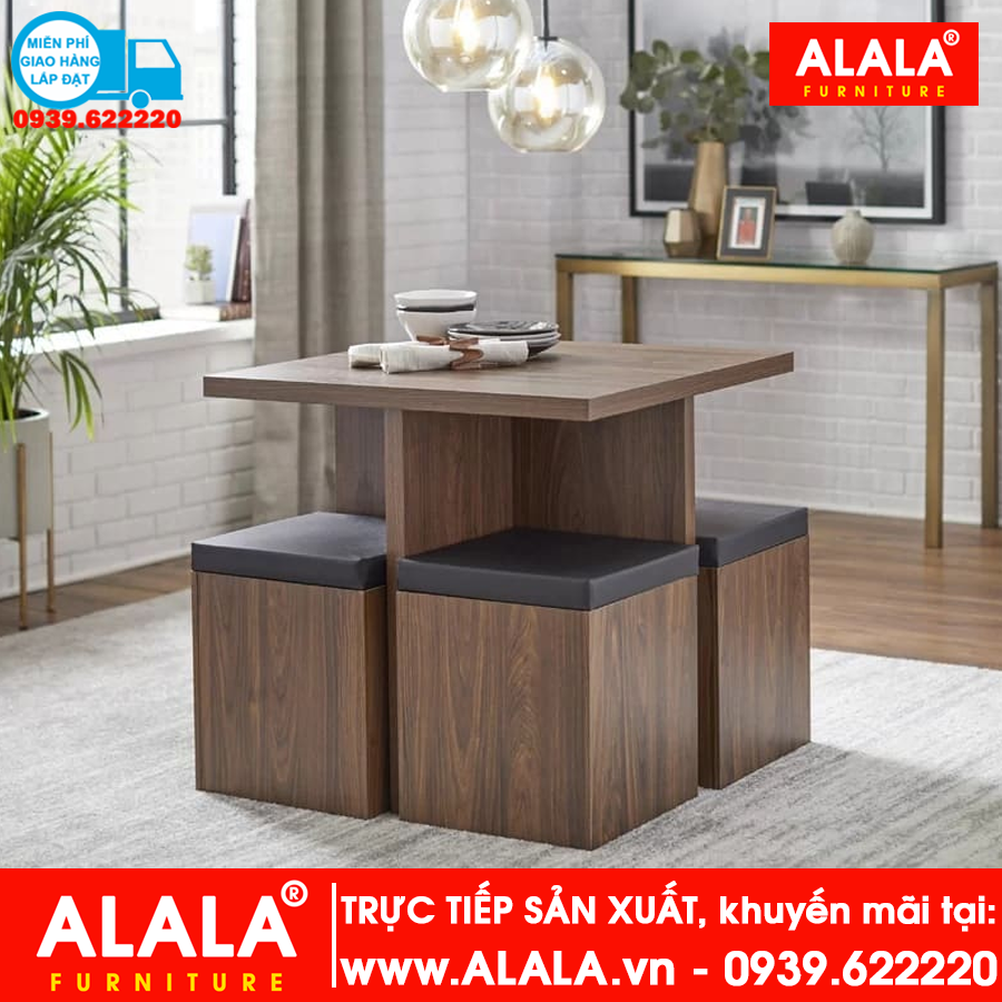 Bộ bàn ăn ALALA941 gỗ HMR chống nước - ww.ALALA.vn - 0939.622220