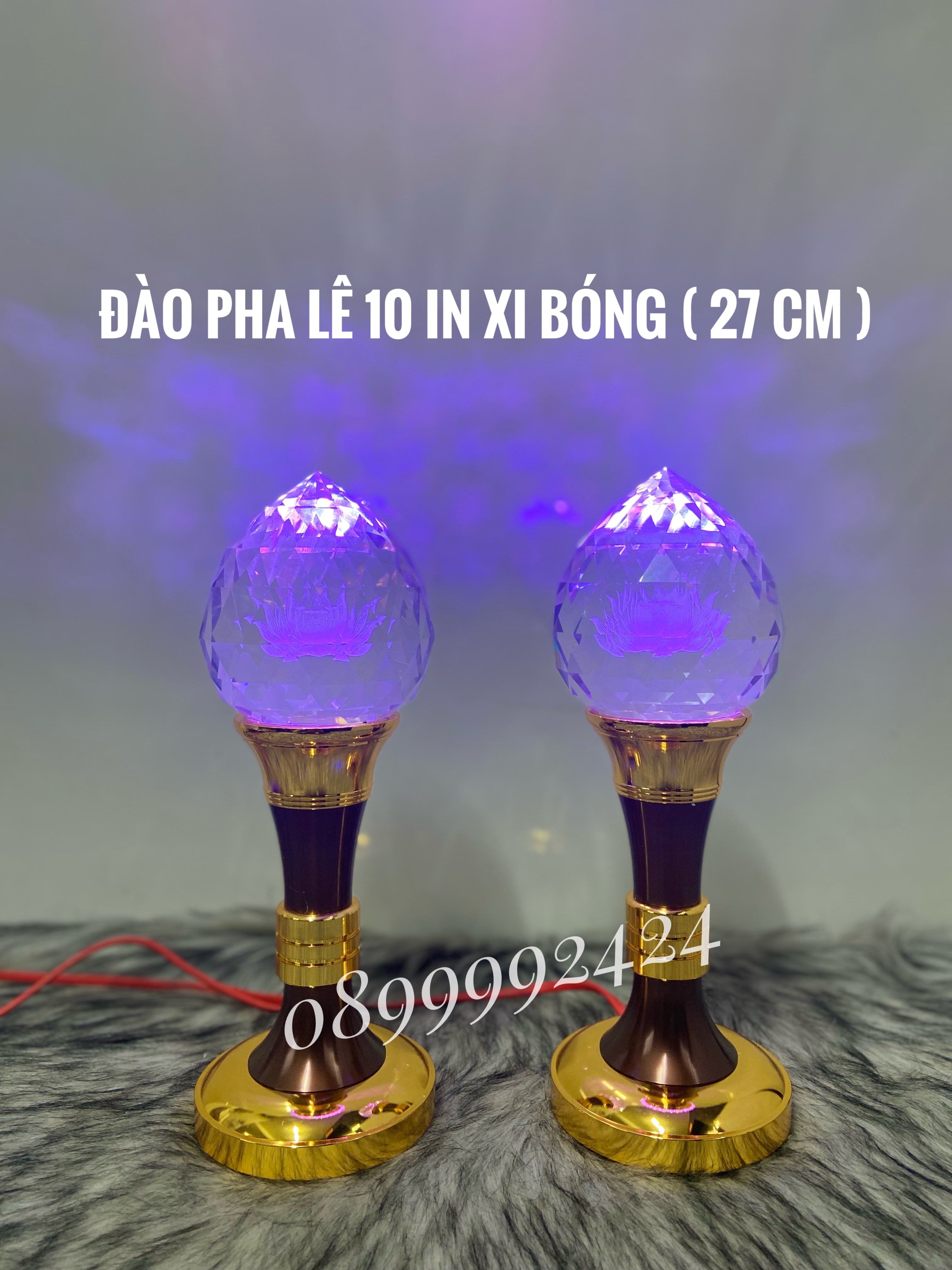 ĐÈN THỜ PHA LÊ CAO CẤP ĐÀO 10 IN XI BÓNG 1 CẶP