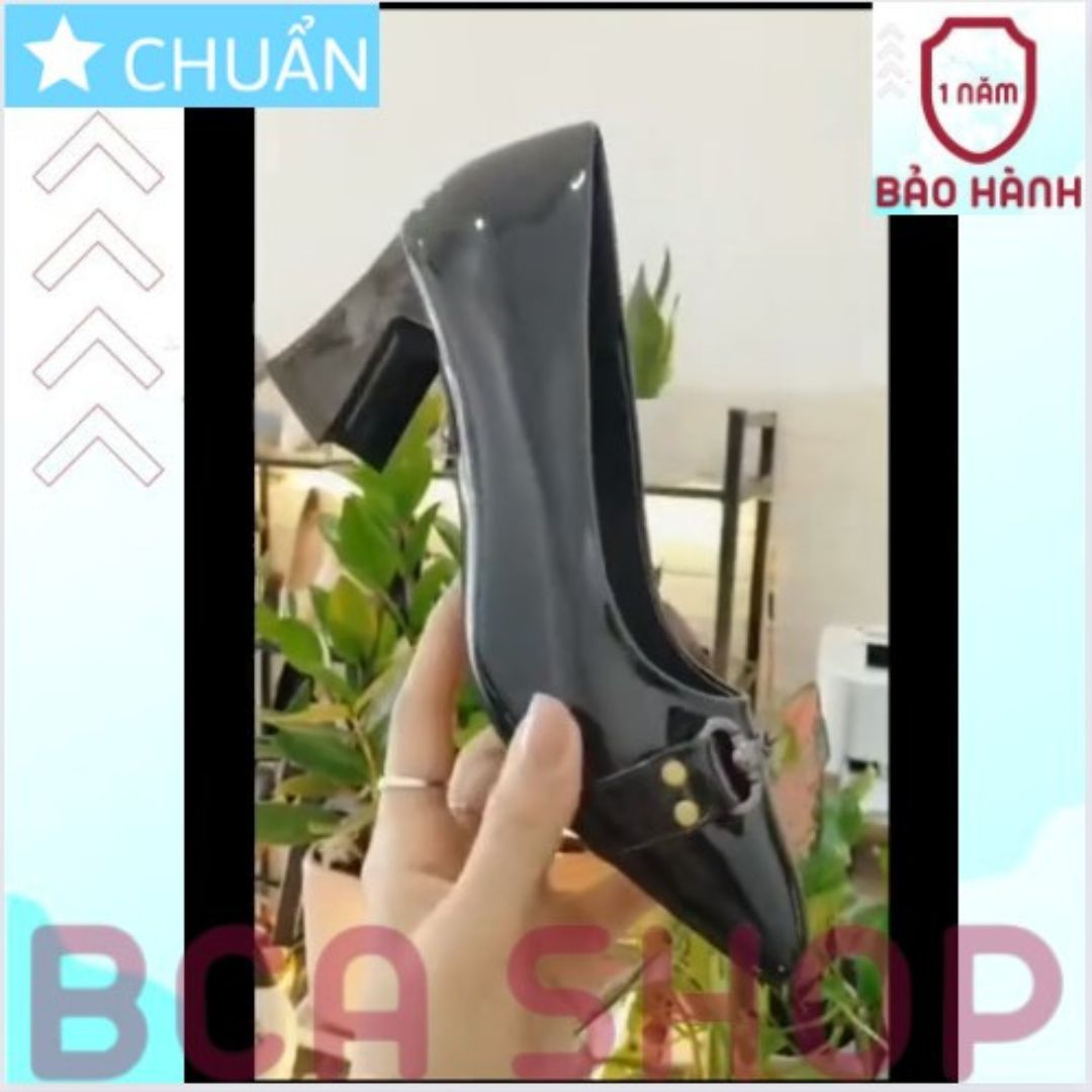 Giày cao gót nữ 5p RO500 ROSATA tại BCASHOP mũi vuông gắn nơ cách điệu, kiểu dáng công sở sang trọng - màu đen