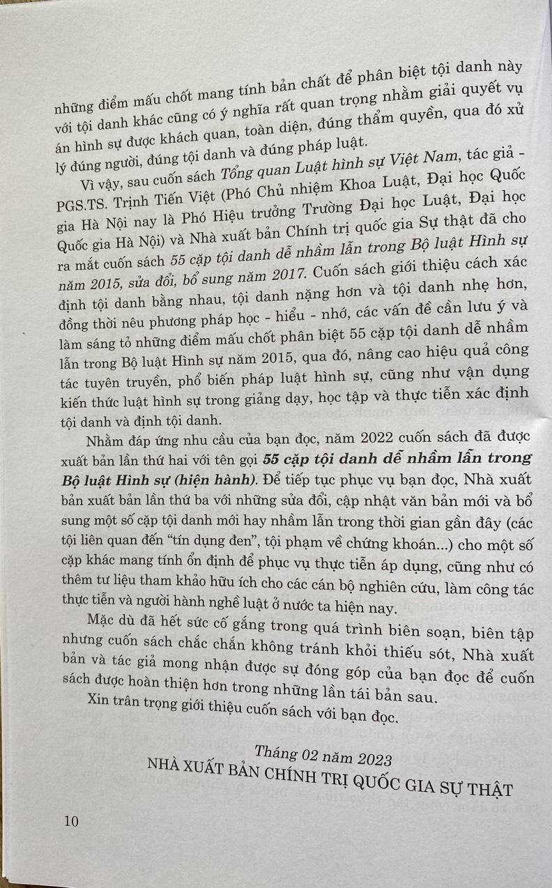 55 Cặp Tội Danh Dễ Nhằm Lẫn Trong Bộ Luật Hình Sự ( Hiện hành )