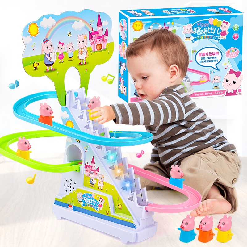 [Siêu sale] Đồ chơi trẻ em heo peppa pig leo cầu thang có đèn và nhạc vui nhộn cho bé