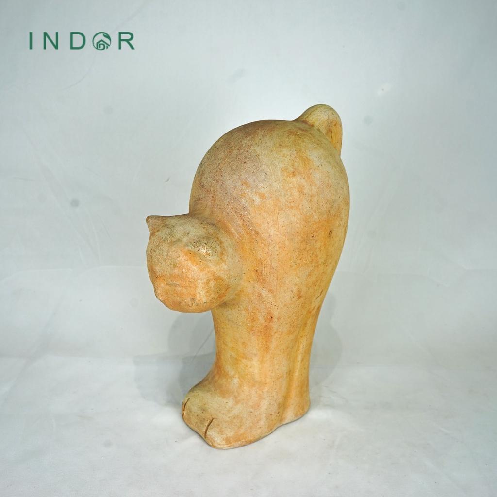 Tượng chú mèo mông cao chất liệu đất nung terracotta size XL - L Tượng decor trang trí nội ngoại thất