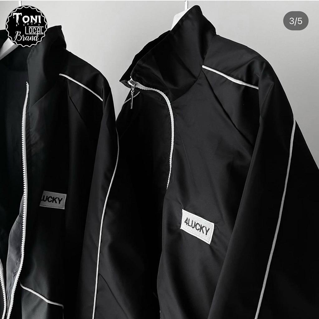 Áo Khoác Dù Mero thêu 4LUCKY phối Line 2 lớp nam nữ form rộng Unisex