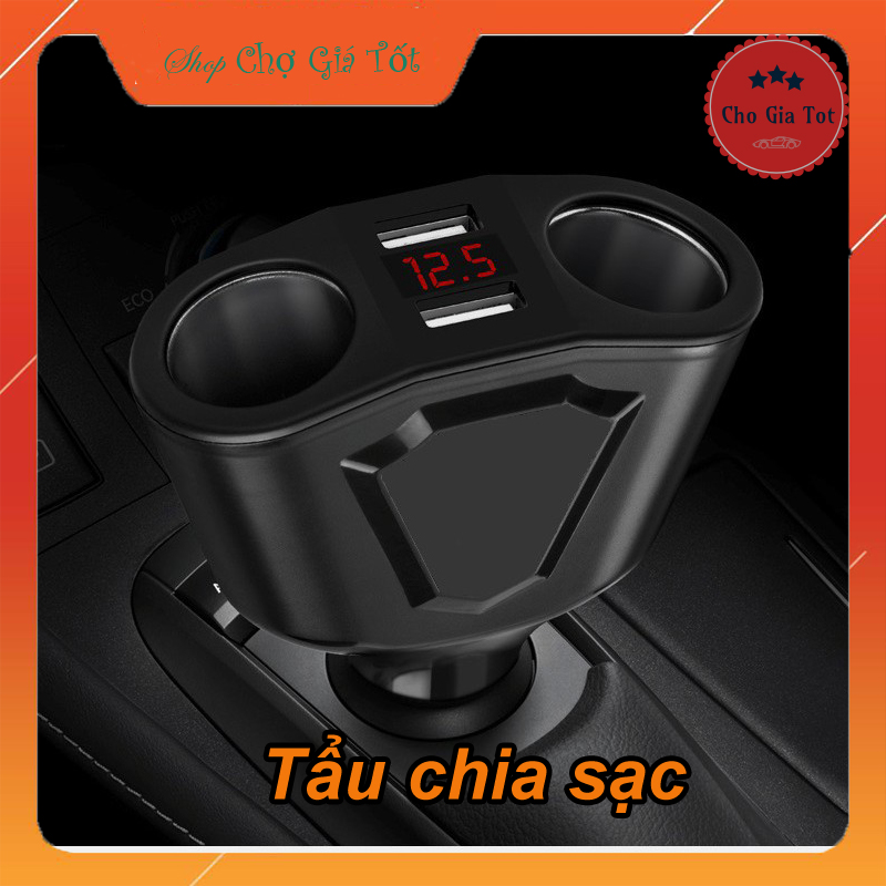Bộ chia cổng sạc ô tô 12V/24V ra 2 Nguồn và 2 USB